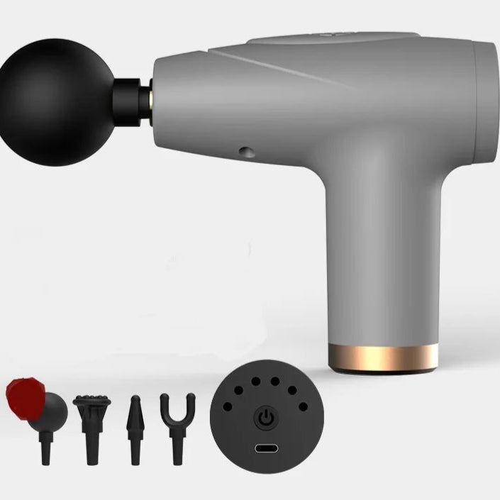 Black 4-Head Mini Fascia Gun Multi-Stage Massage Gun Muscle Relaxation Massage Equipment Portable Vibration Massager